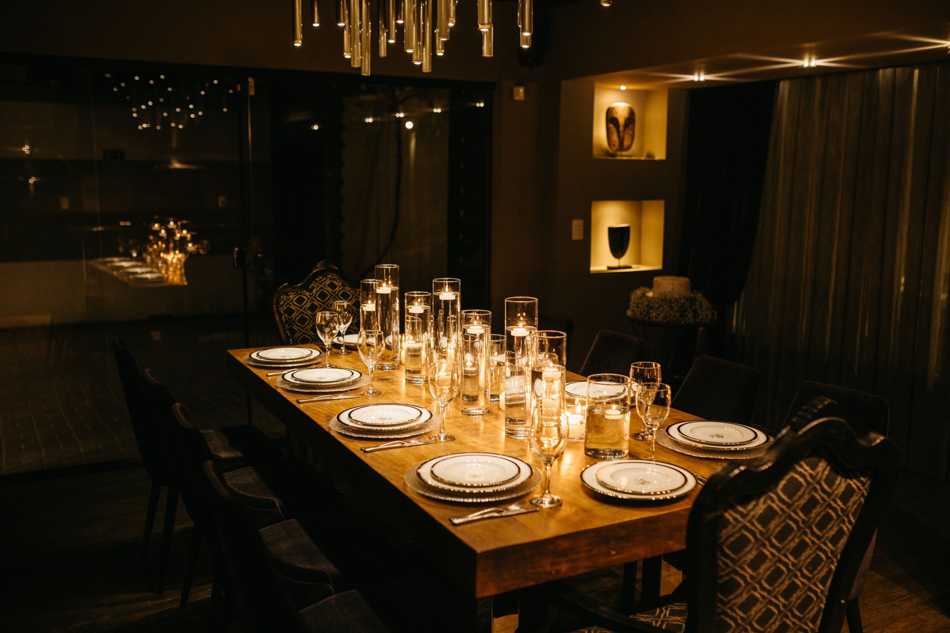 Osteria Nonna candlelit dining room