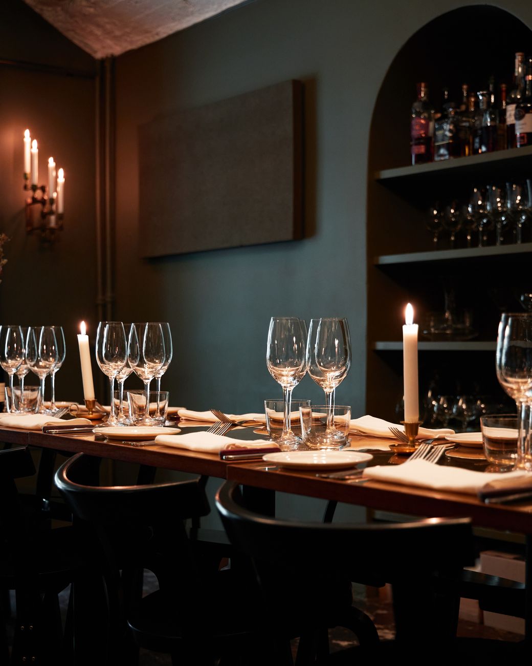 Osteria Nonna candlelit dining room