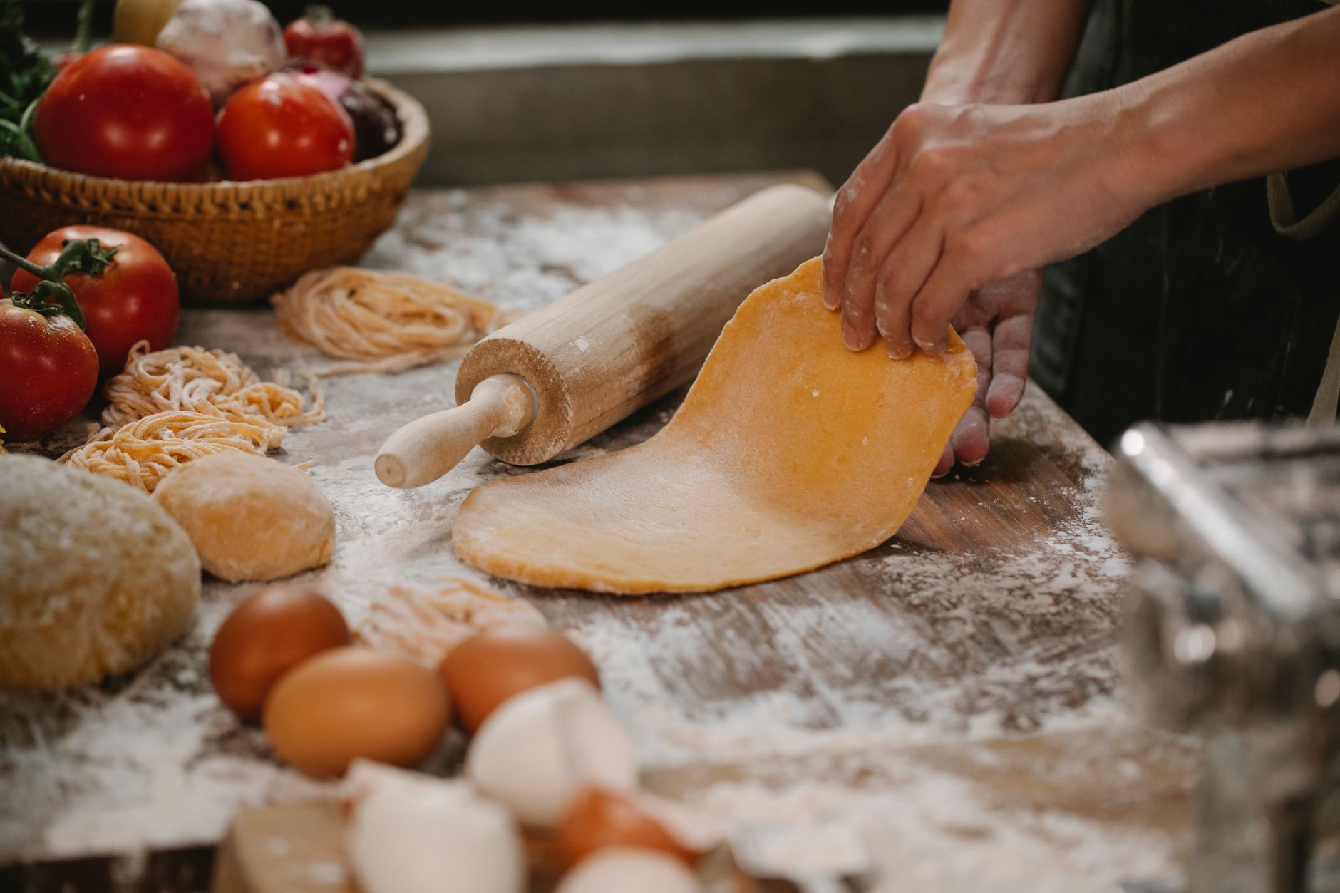 Osteria Nonna pasta maker rolling fresh pasta